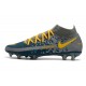 Chaussures 2021 Nike Phantom GT Elite DF FG Bleu Gris Jaune