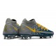 Chaussures 2021 Nike Phantom GT Elite DF FG Bleu Gris Jaune