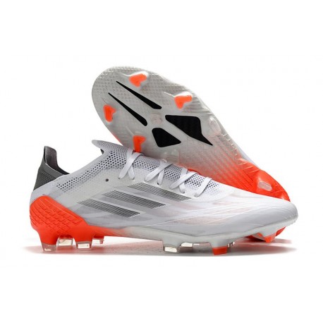 adidas X Speedflow.1 FG Crampons Blanc Acier Métallique Rouge Solaire