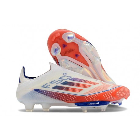 Adidas F50 + Laceless FG Neuf Advancement - Blanc Rouge Bleu