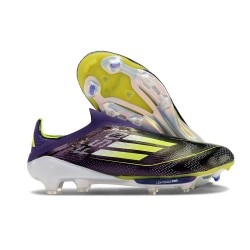 Adidas F50 + Laceless FG Neuf Fast Reborn - Violet Blanc Lucid Lemon