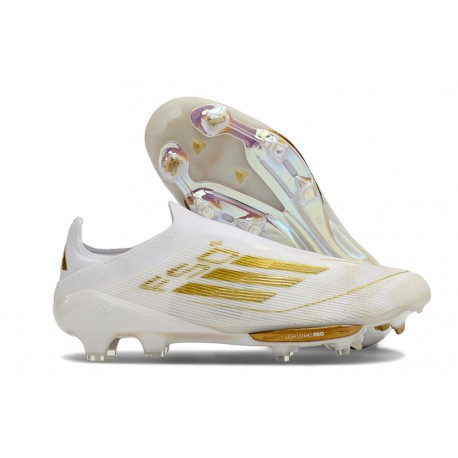 Adidas F50 + Laceless FG Neuf Day Spark - Blanc Doré Blanc