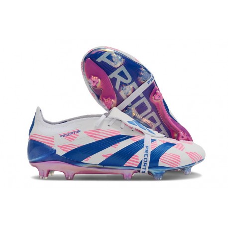 Adidas Predator Elite Foldover Tongue FG Blanc Ftwr Bleu Solaire Rose Solaire