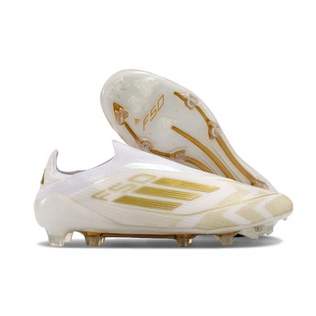 Crampons Adidas F50 Elite LL FG Day Spark - Blanc Doré