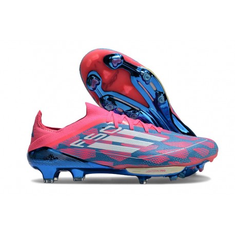 Chaussure Adidas F50+ Elite FG Bleu Solaire Blanc Ftwr Rose