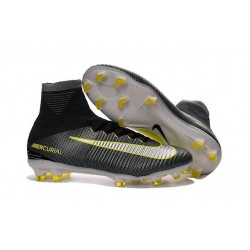 Chaussures Football Mercurial Superfly V FG 2016 Crampons pour Homme CR7 Argenté Noir Volt