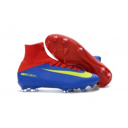 2016 Nouveau Chaussures de Football Mercurial Superfly V FG Bleu Rouge Jaune